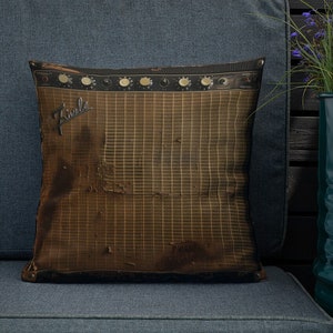 Retro Guitar Amp Pillow, Home Decor, Guitar Player Gift, Rock n Roll, Music design, Premium Pillow