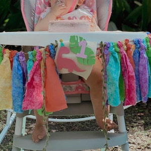 Dinosaur First Birthday Party High Chair Banner