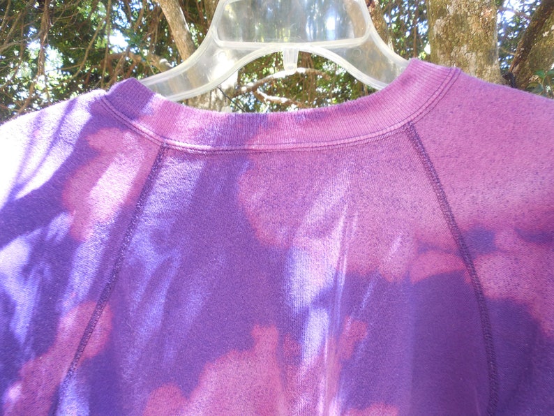 One of a kind large cropped bleached faded womens Purple Dandelion Graphic sweatshirt destroyed cut off crop top streetwear tumblr Aesthetic