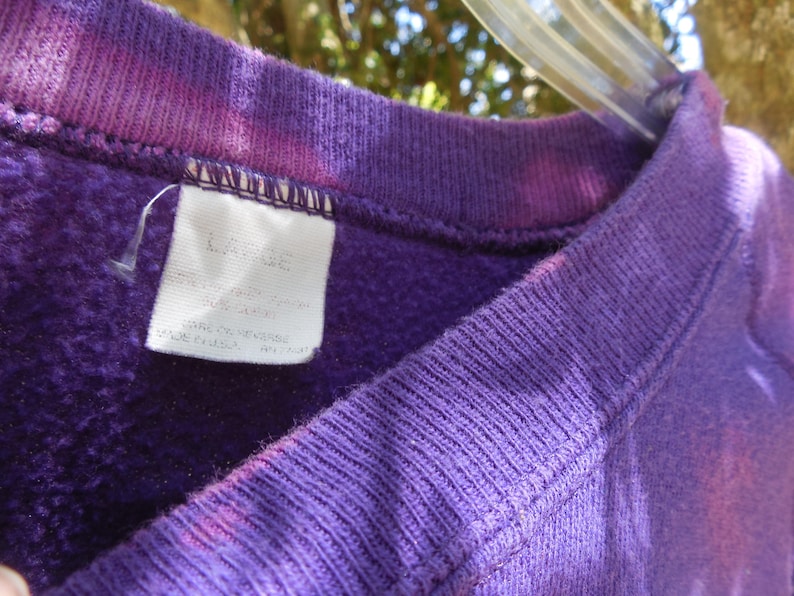 One of a kind large cropped bleached faded womens Purple Dandelion Graphic sweatshirt destroyed cut off crop top streetwear tumblr Aesthetic