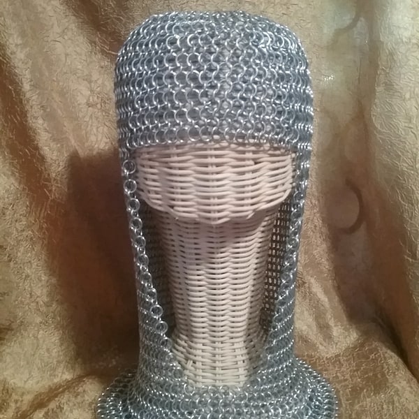 Chainmaille Hood Coif Armor medieval renaissance Costume Cosplay Larp accessory