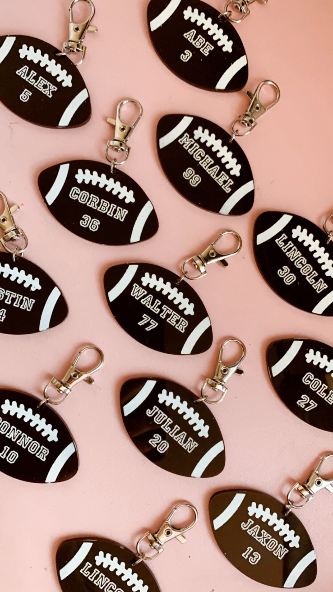 Football Key Chain Football Keychains / Bag Tags - Etsy