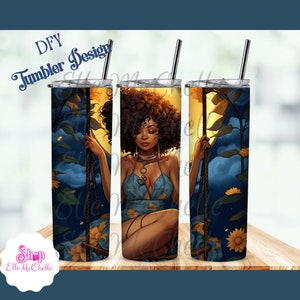 Melanated Sunflowers Tumbler Design