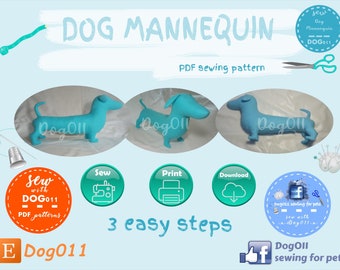 Dog Mannequin / Pet Mannequin / Pet Clothes Mannequin / PDF Sewing Pattern Digital / Dachshund Mannequin / Dog Display /digital delivery