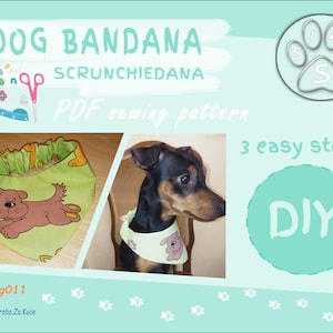 Dog Bandana Sewing Pattern: Curved Scrunchie Style (Size S) (PDF Pattern)