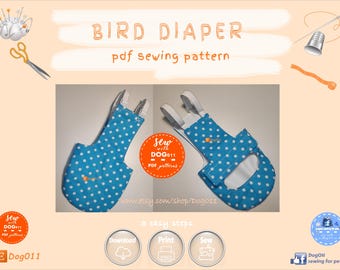 Bird Diaper Bird Nappies Bird Pants Sewing PDF Pattern DIY Digital file ONE size