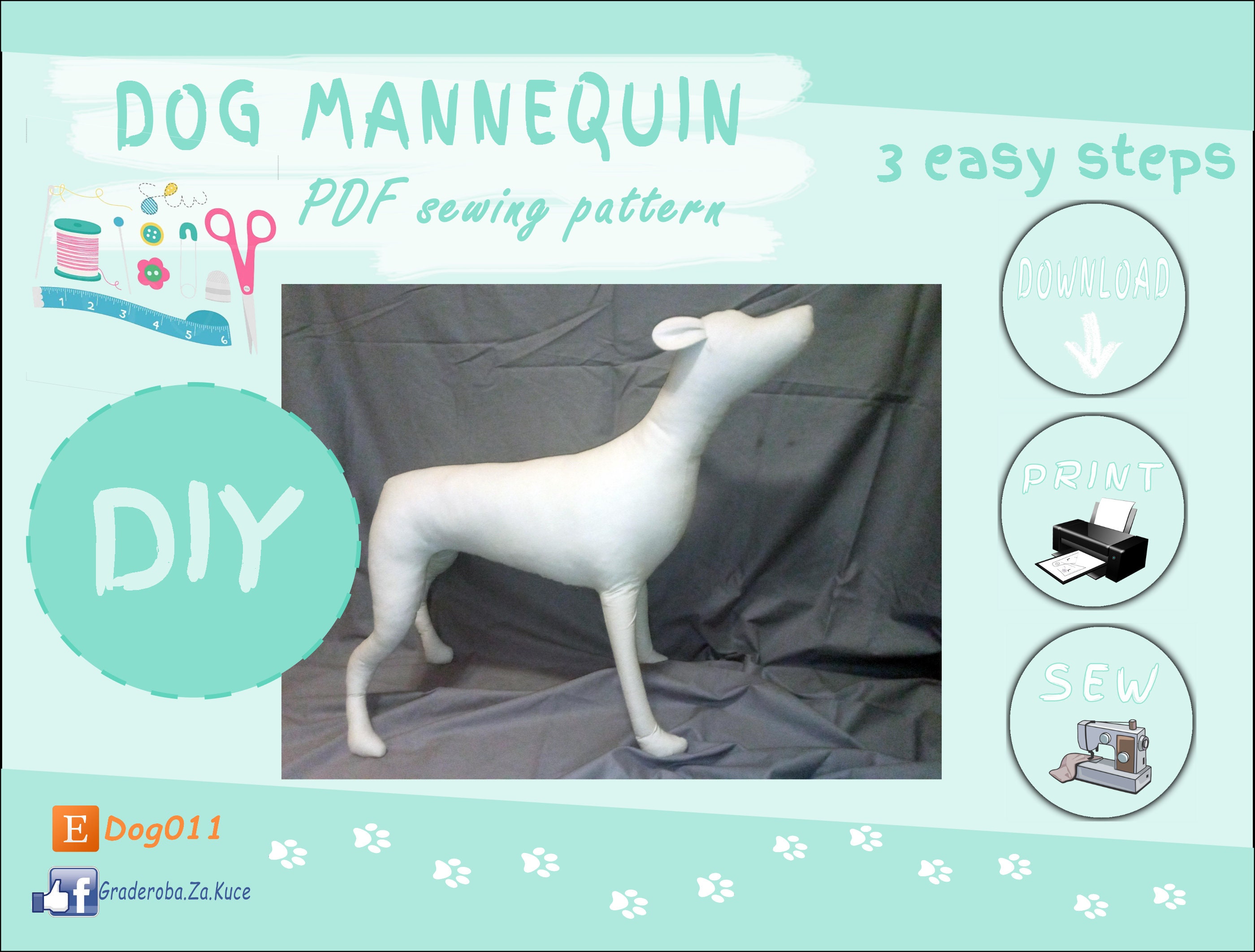 LIANGJJUN LIANGJUN Pet Dog Mannequin Torse Body, Standing PVC Plastic Pet  Clothing Display, Sewing Dog Models for Shooting Props