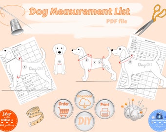 Dog Measurement List Template - Sewing Measurements List Template - Dog measurement organizer - Dog measurement planner - digital PDF file