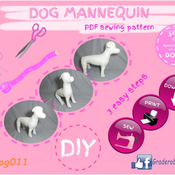 Dog Mannequin / Pet Mannequin / Pet Clothes Mannequin / PDF Sewing Pattern Digital / sewing for dog / digital delivery / download
