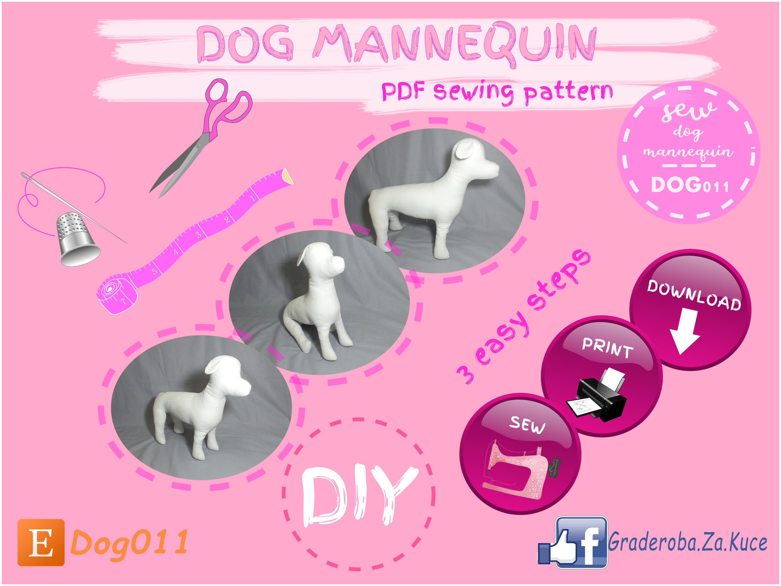 Pet Dog Lovely dog mannequin, Dog Sewing Model,Small Dog Clothes
