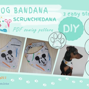 Dog Bandana Sewing Pattern: Curved Scrunchie Style (PDF Download)