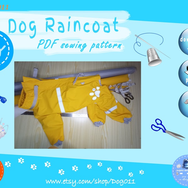Dog Raincoat / Jumpsuit / Onesie / Pajama / Dog Overall / sewing PDF pattern / Sewing Project / digital file / DIY / Labrador size