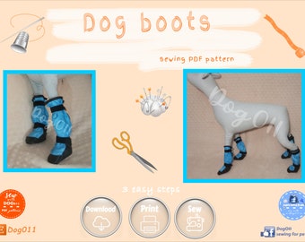 Dog Boots Pattern / Dog Shoe Pattern / digital PDF pattern / sewing for dog / download / digital delivery / for small dogs Bichon Frisé /DIY