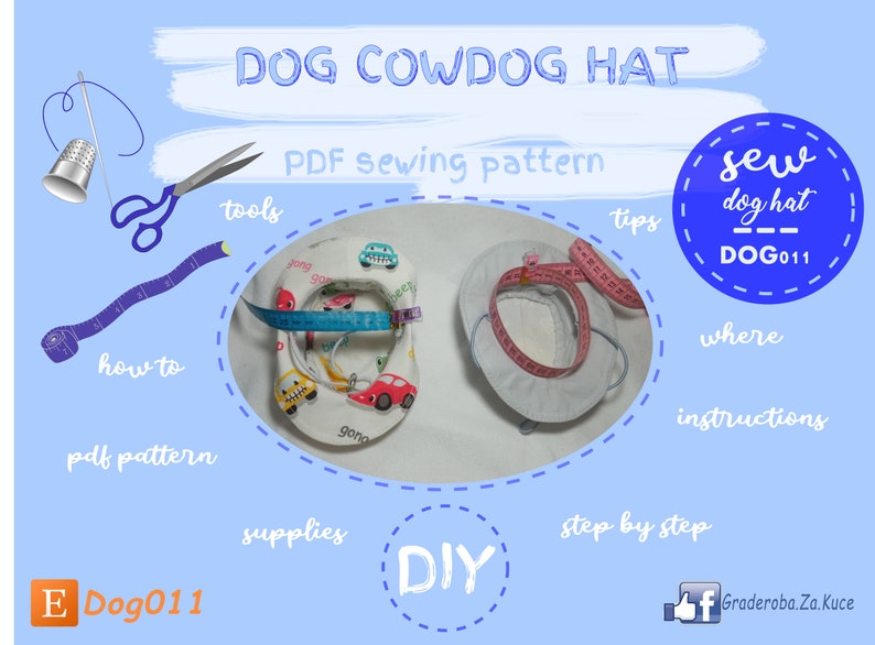 Dog Cowboy Hat PDF Pattern/ Dog Cowdog Hat PDF Pattern/ Sewing PDF