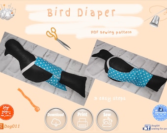 Bird Diaper Sewing Pattern Pigeon/Crow Size PDF Digital Download
