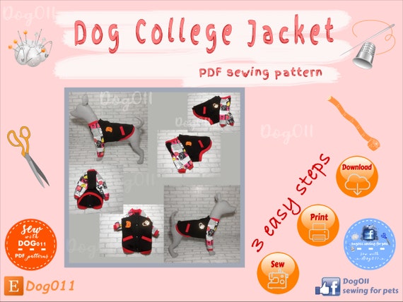 Dog College Jacket Sewing Pattern: DIY Bomber Varsity (PDF Digital)