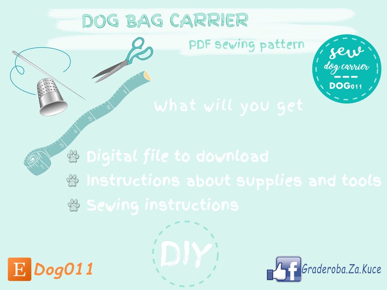 Dog Carrier PDF Pattern / Dog Bag PDF Pattern / Sewing PDF Pattern / Sewing for Dog / Download