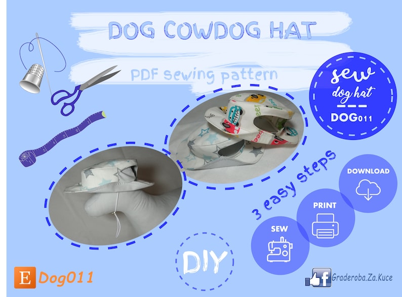 Dog Cowboy Hat PDF Pattern/ Dog Cowdog Hat PDF Pattern/ Sewing PDF