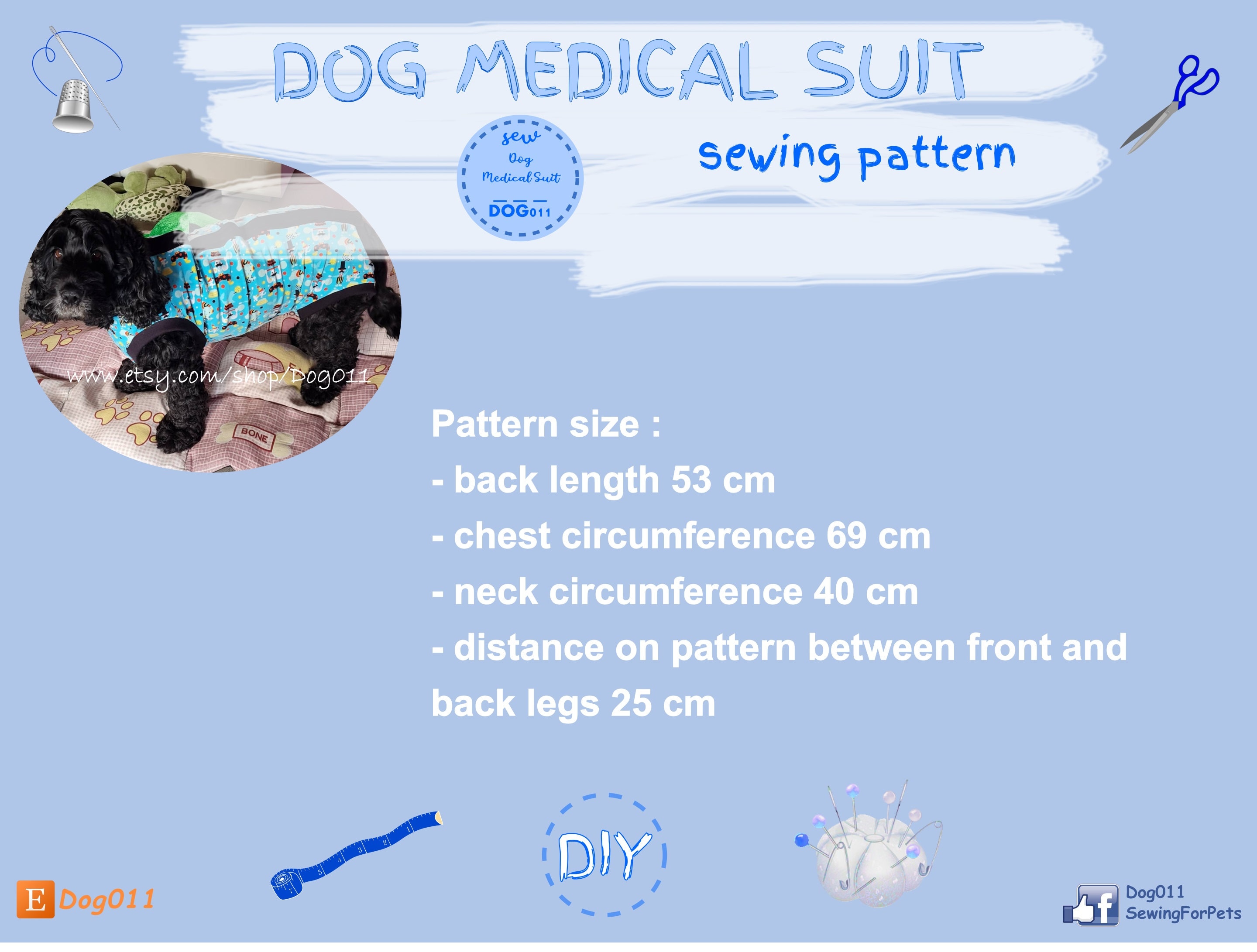 Dog Medical Suit Sewing Pattern Cocker Spaniel Size PDF Pattern ...