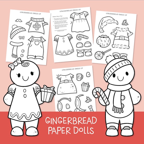 Christmas Gingerbread Printable Paper Dolls, Printable Coloring Pages, Gingerbread Cookies, Christmas Sweaters, Santa, Kid Activity