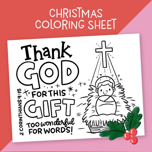 Christmas Printable Coloring Page, Jesus Coloring Page for Kids, Holiday, Christian, Jesus in Manger, Scripture Coloring, Nativity Color PDF