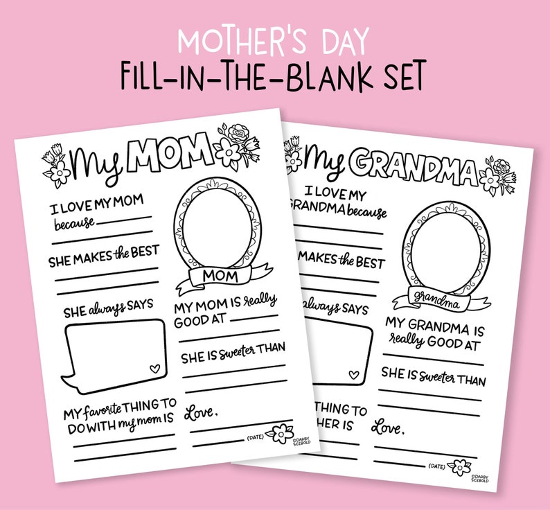 Mother's Day Fillintheblank Set Etsy