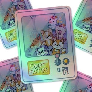 Claw Machine Cuties Holographic Sticker