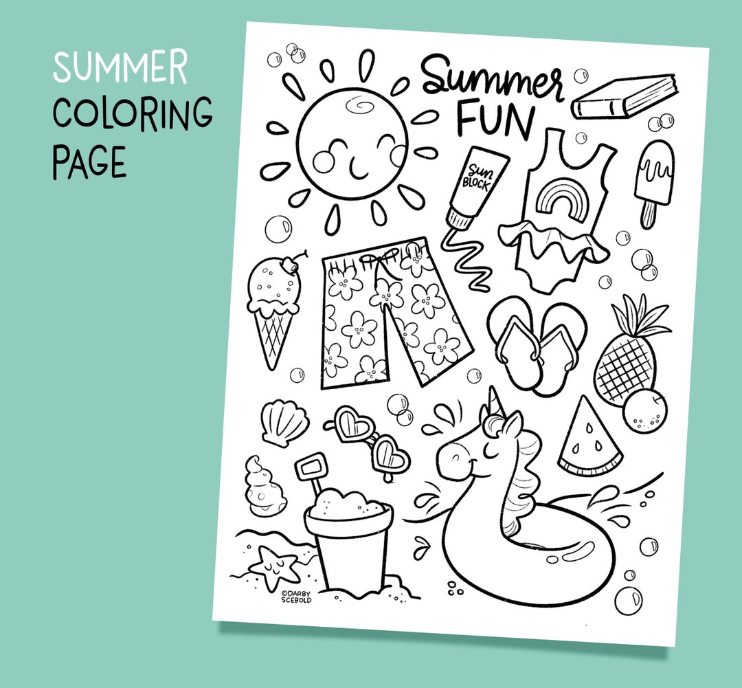 Summer Coloring Sheet - Etsy