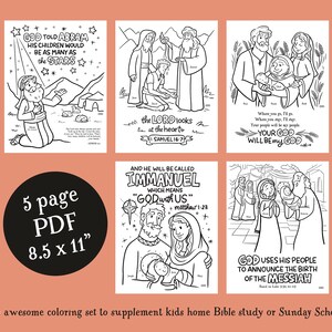 Jesus Lineage Bible Coloring Pages for Kids, Scripture Color, Bible Activity Download, Nativity, Abraham, David, Ruth, Anna, Simeon Download image 2