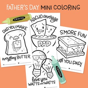 Mini feuille à colorier pour la fête des pères | Cartes de remerciement pour papa, étiquettes cadeaux, mini-cartes, cadeau pour papa, carte de correspondance pour papa, coloriage, PDF couleur pour enfants