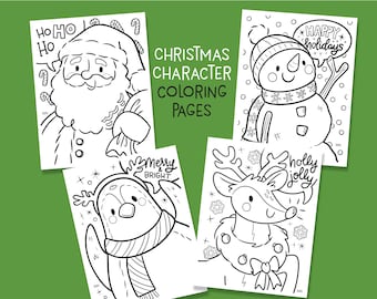 Printable Christmas Coloring Pages for Kids, Christmas Coloring Book for Kids, Holiday Coloring Sheets, Santa, Reindeer, Snowman PDF