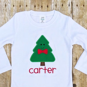 Christmas tree shirt, Boys Christmas outfit, Baby’s first Christmas, personalized Christmas shirt, embroidered Christmas shirt, cute outfit
