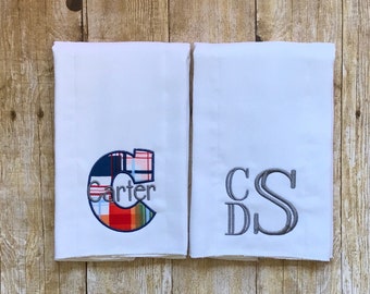 Embroidered baby burp cloth set, personalized burp cloth set, baby shower gift, baby boy gift, monogrammed burp cloths, monogram gift
