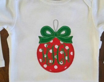 Camisa personalizada para menina de Natal, enfeite de monograma, body de Natal, primeiro Natal, roupa de Natal, macacão de bebê, presente para recém-nascido