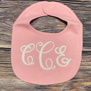Embroidered monogrammed baby bib, personalized baby bib, cute baby girl bib, baby shower gift, ruffle bib, monogrammed baby gift, ruffle bib