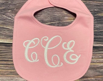 Embroidered monogrammed baby bib, personalized baby bib, cute baby girl bib, baby shower gift, ruffle bib, monogrammed baby gift, ruffle bib