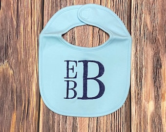 Monogrammed baby bib, embroidered baby bib, personalized boys baby bib, baby shower gift, embroidered baby gift, personalized baby gift