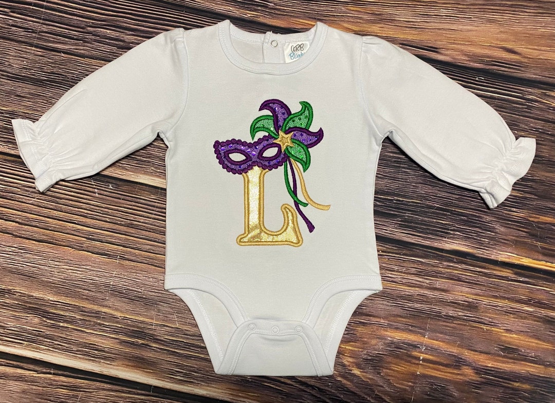 Embroidered Mardi Gras Shirt Baby Girl Bodysuit Girl Shirt Etsy
