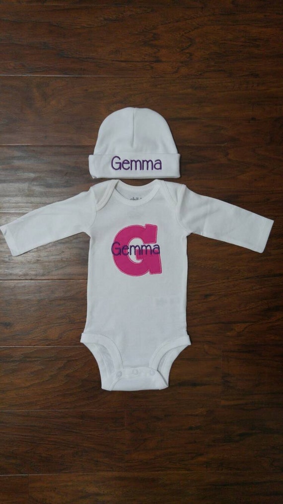 personalized newborn onesie and hat