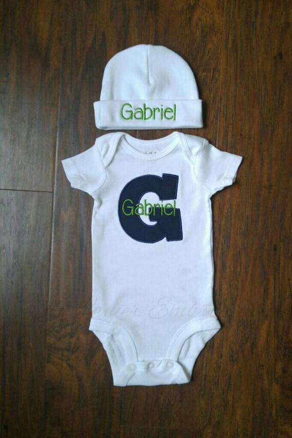 personalized newborn onesie and hat