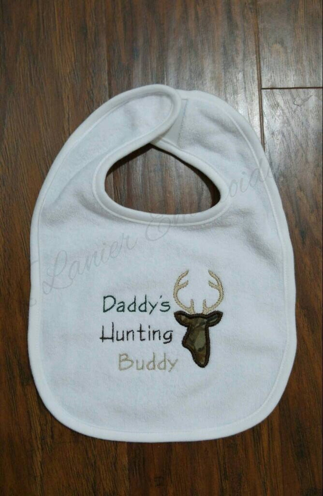 Daddys Hunting Buddy Baby Bib With Camo Applique Deer Head Etsy