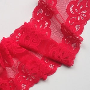 Elastischer BH mit Spitzenborte in Rot, Breite 15 cm, #2061