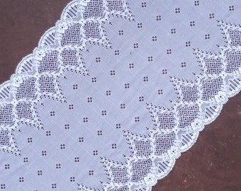 White Wide Stretch Lace Lingerie Bra Maring Elastic Lace, width 8.66 inch / 22 cm,  # 5159