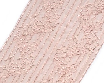 Lingerie Peach Stretch Lace Wide Floral Bra Making Sewing Lace, width 8.66" / 22 cm, # 1172b