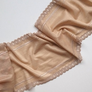 Beige Stretch Lingerie Lace Breiter BH Sewing Lace Trim, Breite 20 cm, # 1060