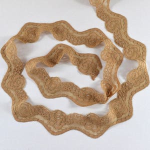 Beige Narrow Stretch Lace Trim Lingerie Underwear Headband Bra Making, Elastic Lace Trim, width 1.69 inch / 4.3 cm, # U114