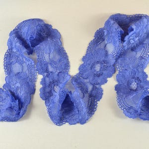 Blue Narrow Stretch Lace Baby Headband Sewing Lace, width 2.28 inch / 5.8 cm, U101C