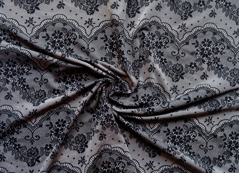 Gray Black Stretch Lace Fabric for lingerie Fabric per meter Fabric width 1.2 yd 1.1 m # F104