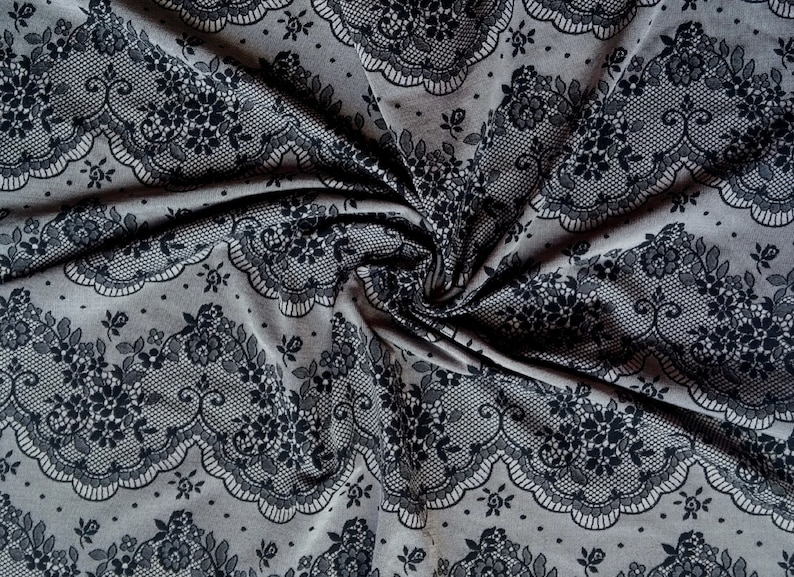 Gray Black Stretch Lace Fabric for lingerie Fabric per meter Fabric width 1.2 yd 1.1 m # F104
