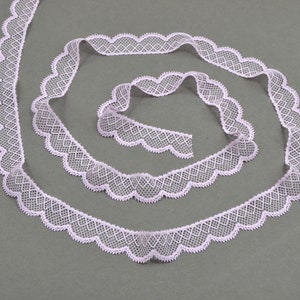 Borde de encaje elástico estrecho lila, ancho 0,78 pulgadas/2 cm, # U107B